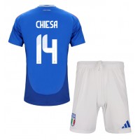 Camisa de time de futebol Itália Federico Chiesa #14 Replicas 1º Equipamento Infantil Europeu 2024 Manga Curta (+ Calças curtas)